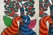 Nandan . नंदन ✦ Handcrafted ~ Gond Painting ( 12" x 16" ) - Tribal Tale
