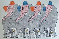 Nandan . नंदन ❁ Canvas Gond Painting (2x3 Feet) ❁ 7
