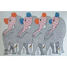 Nandan . नंदन ❁ Canvas Gond Painting (2x3 Feet) ❁ 7