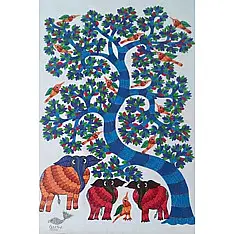 Nandan . नंदन ❁ Canvas Gond Painting (2x3 Feet) ❁ 12