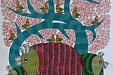 Nandan . नंदन ❁ Canvas Gond Painting (2x3 Feet) ❁ 13