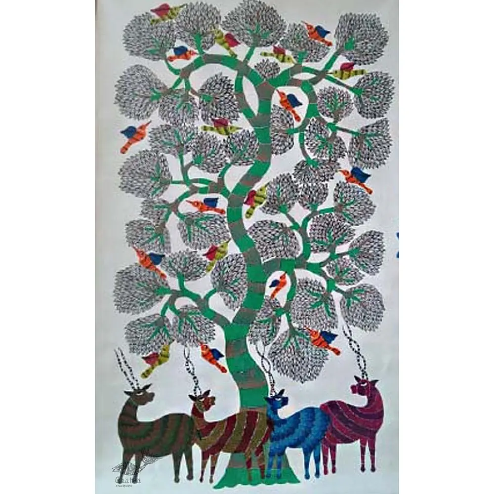 Shop online hand painted canvas gond painting
