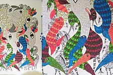 Nandan . नंदन ❁ Canvas Gond Painting (2x3 Feet) ❁ 10