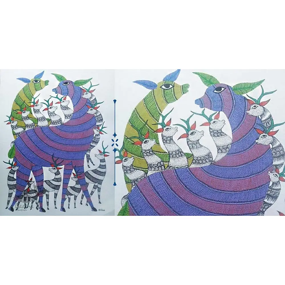 Shop online hand painted canvas gond painting