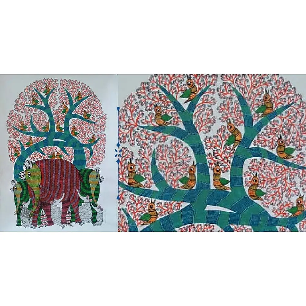 Shop online hand painted canvas gond painting