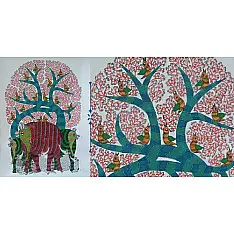 Nandan . नंदन ❁ Canvas Gond Painting (2x3 Feet) ❁ 13