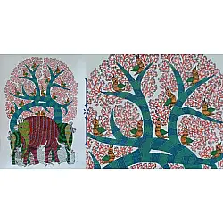 Nandan . नंदन ❁ Canvas Gond Painting (2x3 Feet) ❁ 13