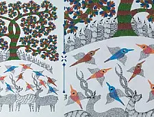 Nandan . नंदन ❁ Canvas Gond Painting (2x3 Feet) ❁ 2