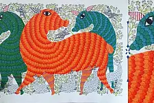 Nandan . नंदन ❁ Canvas Gond Painting (2x3 Feet) ❁ 4