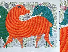 Nandan . नंदन ❁ Canvas Gond Painting (2x3 Feet) ❁ 4