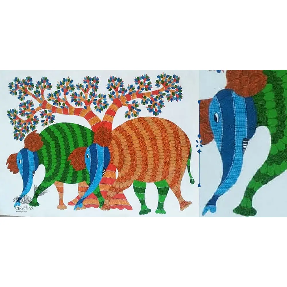 Shop online hand painted canvas gond painting