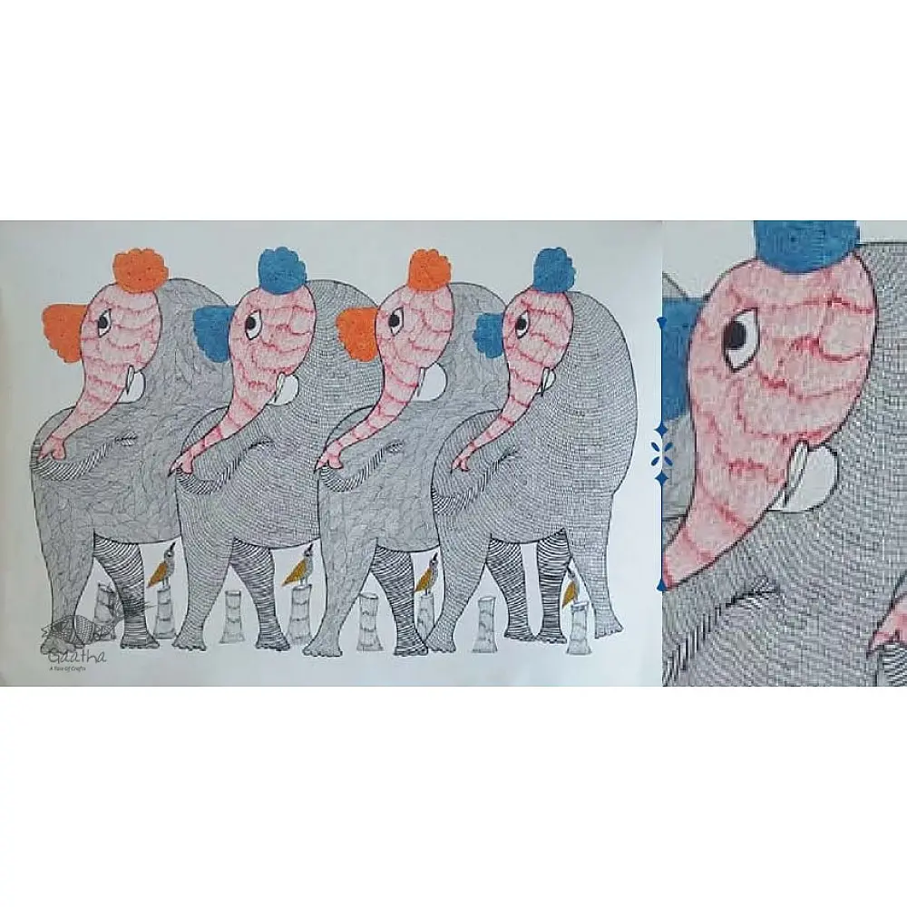 Shop online hand painted canvas gond painting