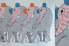 Nandan . नंदन ❁ Canvas Gond Painting (2x3 Feet) ❁ 7