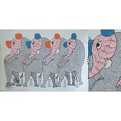 Nandan . नंदन ❁ Canvas Gond Painting (2x3 Feet) ❁ 7