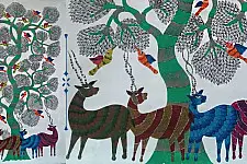 Nandan . नंदन ❁ Canvas Gond Painting (3x5 Feet) ❁ 14