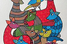 Nandan . नंदन ✦ Handcrafted ~ Gond Painting ( 12" x 16" ) - Deer