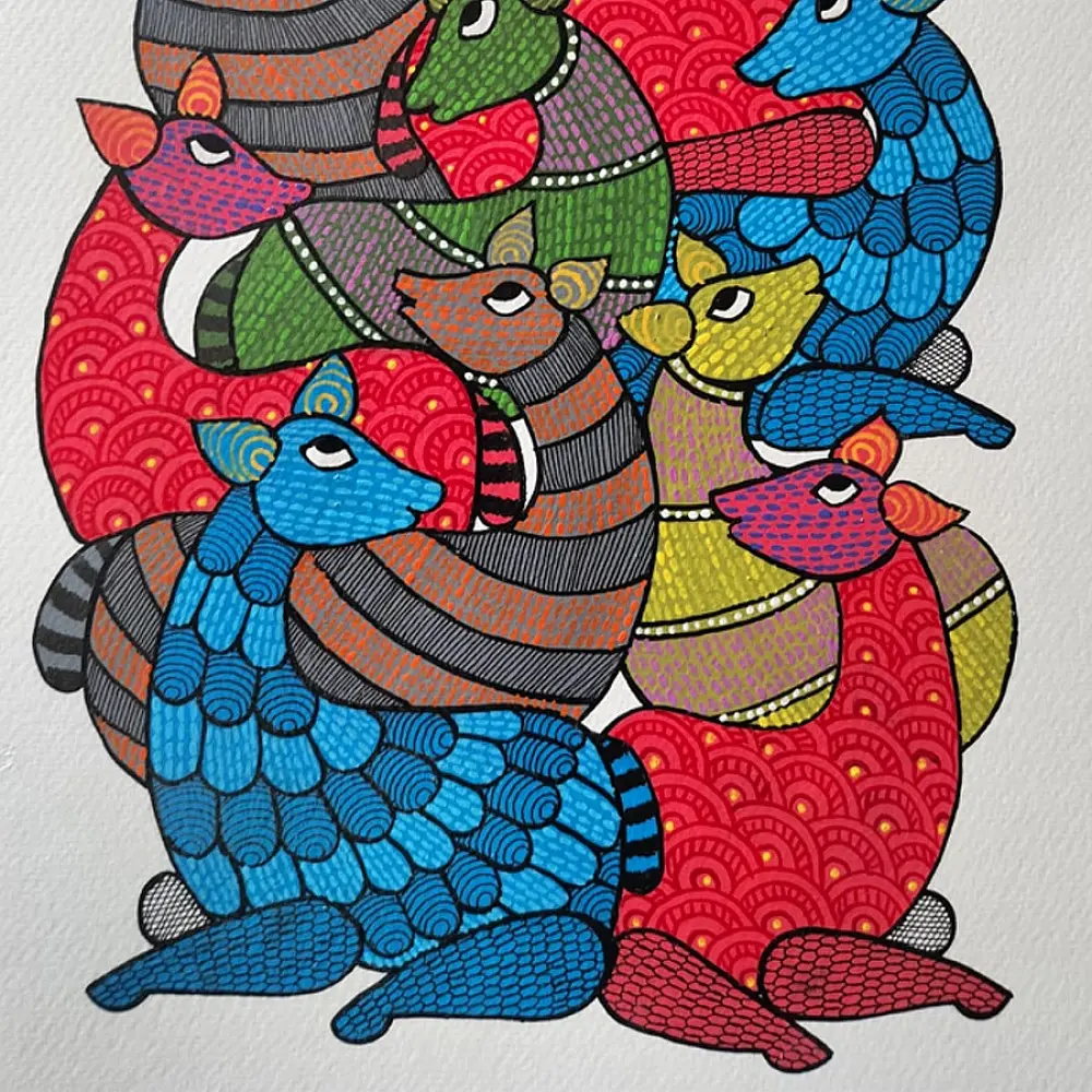 Hand Painted Gond Painting - Deer
