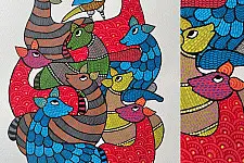 Nandan . नंदन ✦ Handcrafted ~ Gond Painting ( 12" x 16" ) - Deer