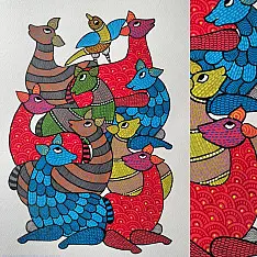 Nandan . नंदन ✦ Handcrafted ~ Gond Painting ( 12" x 16" ) - Deer