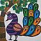 Hand Painted Gond Painting - Peacock 