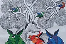 Nandan . नंदन ❁ Canvas Gond Painting (28" x 18") ❁ 18