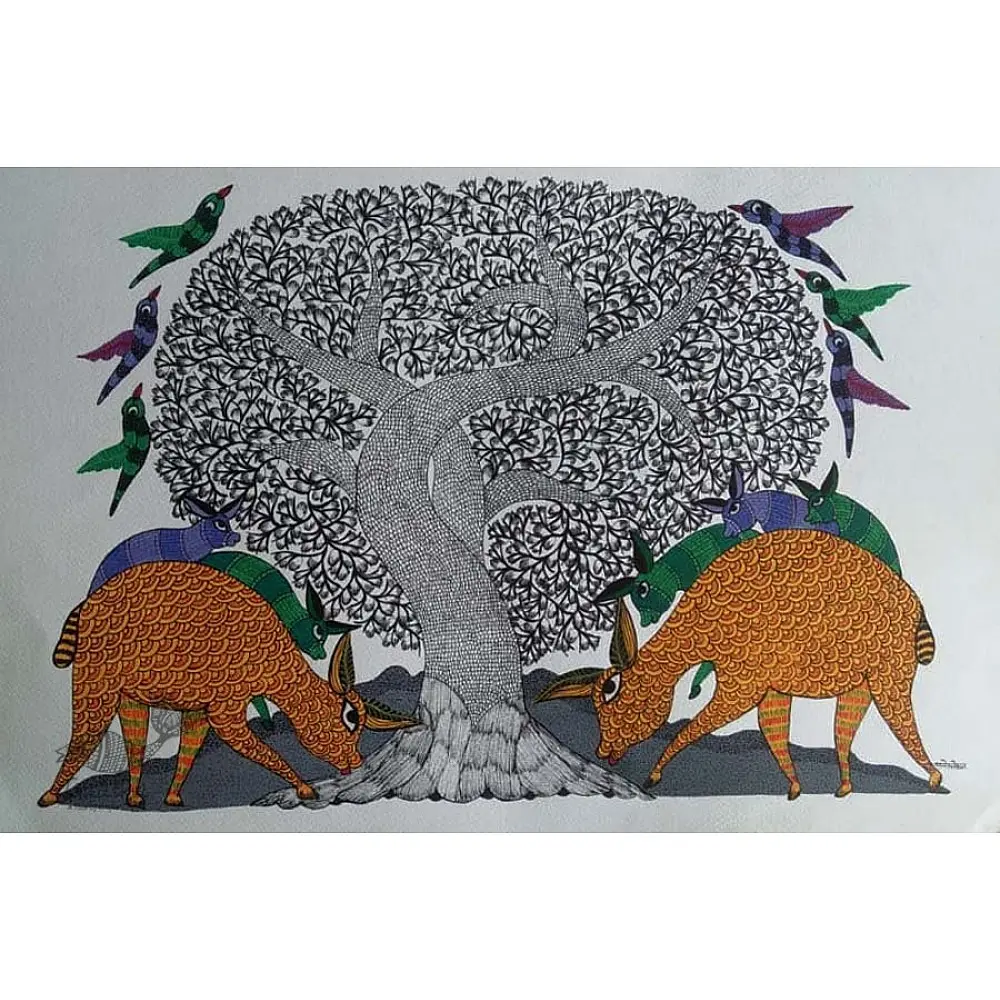 Shop online hand painted on Paper gond painting