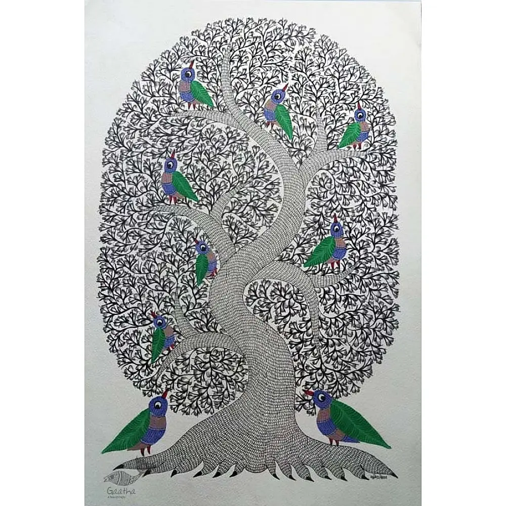 Shop online hand painted on Paper gond painting