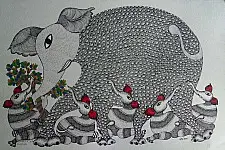 Nandan . नंदन ❁ Gond Painting (23" x 15") ❁ 28