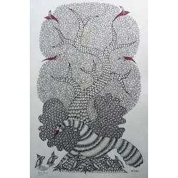 Nandan . नंदन ❁ Gond Painting (23" x 15") ❁ 29