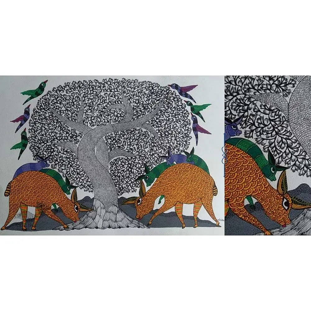 Shop online hand painted on Paper gond painting
