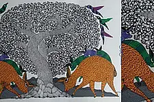 Nandan . नंदन ❁ Gond Painting (23" x 15") ❁ 25