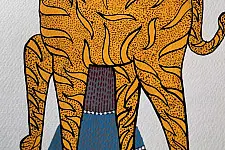 Nandan . नंदन ✦ Handcrafted ~ Gond Painting ( 12" x 16" ) - Tiger