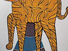Nandan . नंदन ✦ Handcrafted ~ Gond Painting ( 12" x 16" ) - Tiger