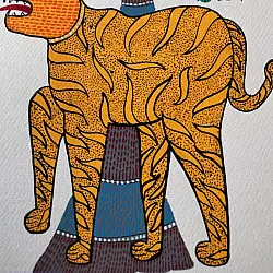 Nandan . नंदन ✦ Handcrafted ~ Gond Painting ( 12" x 16" ) - Tiger