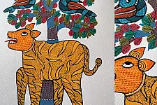 Nandan . नंदन ✦ Handcrafted ~ Gond Painting ( 12" x 16" ) - Tiger