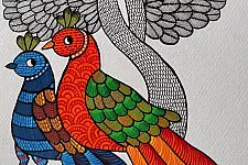 Nandan . नंदन ✦ Handcrafted ~ Gond Painting ( 12" x 16" ) - Myna