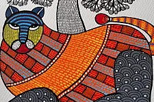 Nandan . नंदन ✦ Handcrafted ~ Gond Painting ( 12" x 16" ) - Tigress 