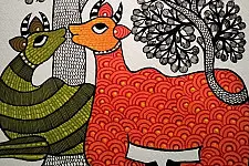 Nandan . नंदन ✦ Handcrafted ~ Gond Painting ( 12" x 16" ) - Tree of Togetherness