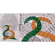 Nandan . नंदन | Canvas Gond Painting - Peacock ( 2' x 3' )