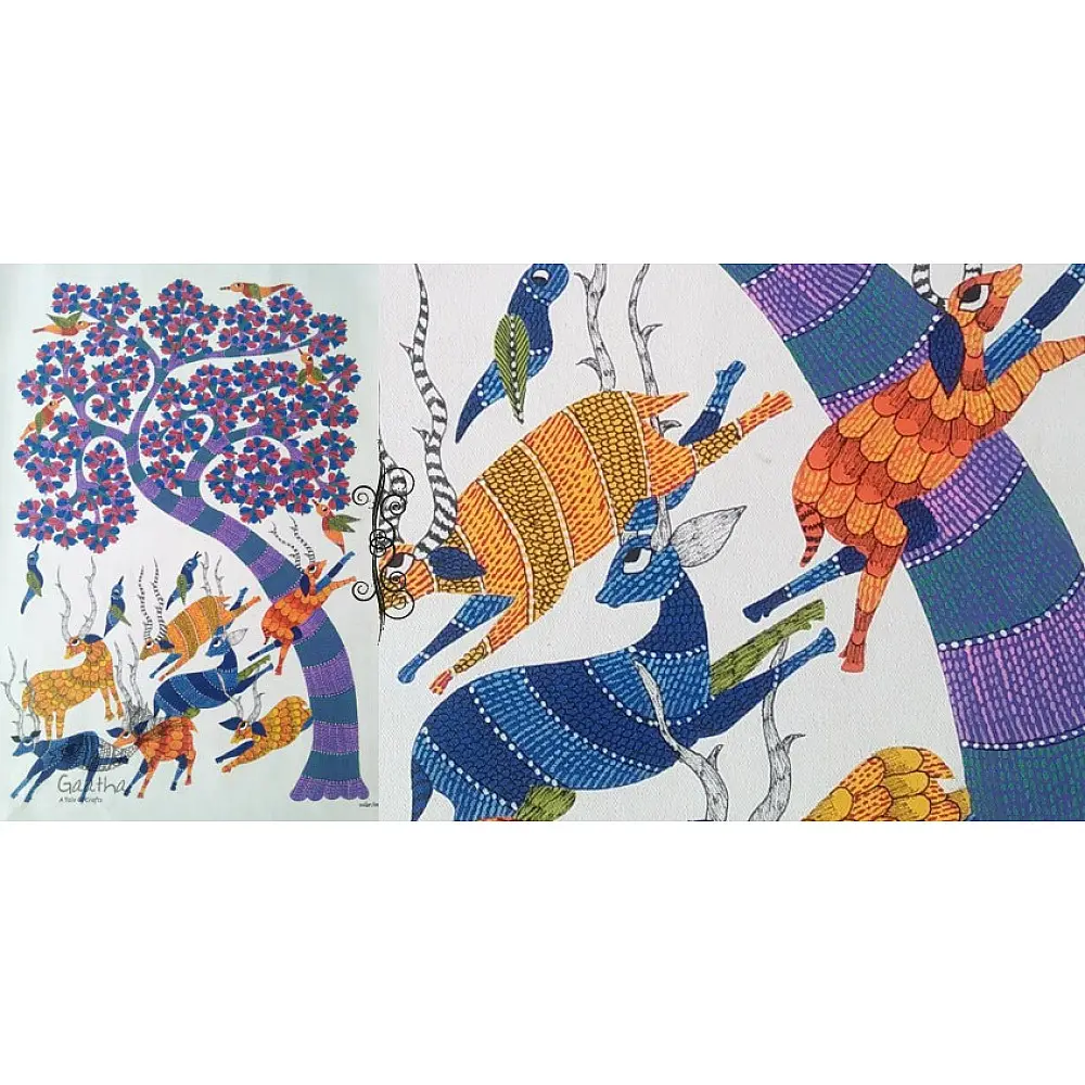 Shop online gond painting - Running Deers