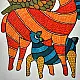 Hand Painted Gond Painting - Deer Family