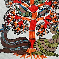 Nandan . नंदन ✦ Handcrafted ~ Gond Painting ( 12" x 16" ) - Beauty of Nature