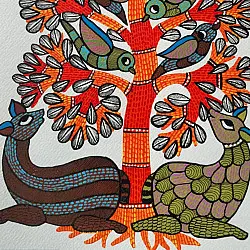 Nandan . नंदन ✦ Handcrafted ~ Gond Painting ( 12" x 16" ) - Beauty of Nature