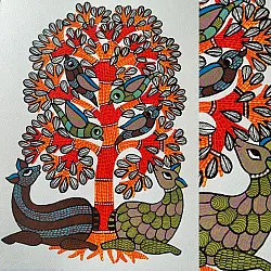 Nandan . नंदन ✦ Handcrafted ~ Gond Painting ( 12" x 16" ) - Beauty of Nature