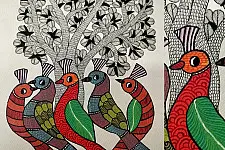 Nandan . नंदन ✦ Handcrafted ~ Gond Painting ( 12" x 16" ) - Birds