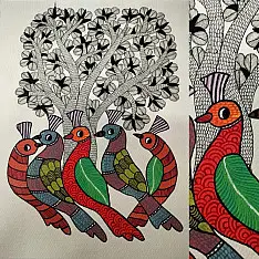 Nandan . नंदन ✦ Handcrafted ~ Gond Painting ( 12" x 16" ) - Birds