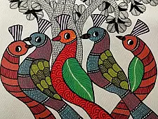 Nandan . नंदन ✦ Handcrafted ~ Gond Painting ( 12" x 16" ) - Birds