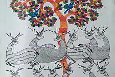 Nandan . नंदन ❁ Canvas Gond Painting (24" x 36") ❁ 33