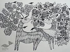Nandan . नंदन ❁ Gond Painting (10" x 14") ❁ 35