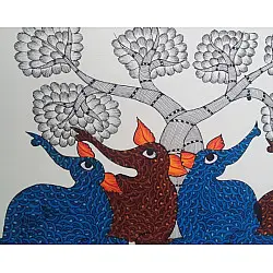 Nandan . नंदन ❁ Gond Painting (10" x 14") ❁ 36